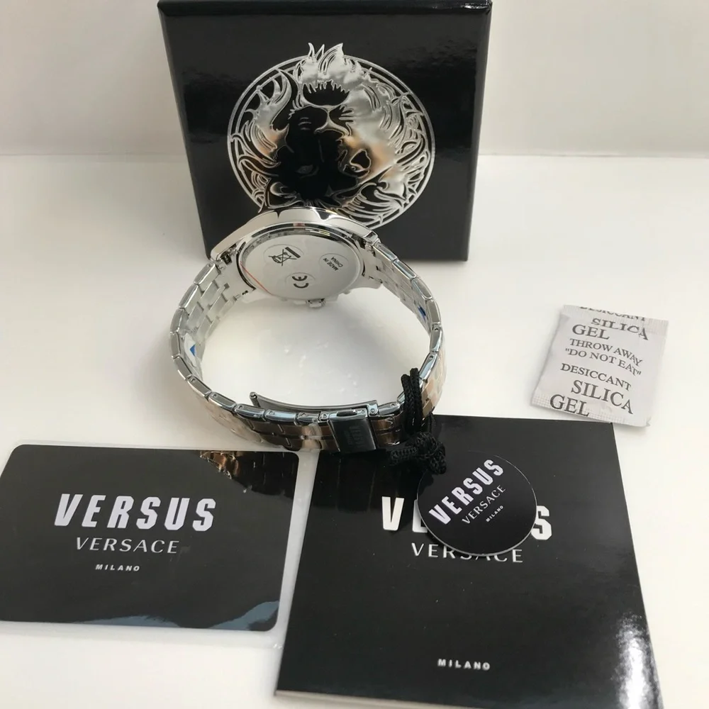 Ship same day- Authentic VERSUS Versace Men's Gray Dial Stainless Steel Bracelet